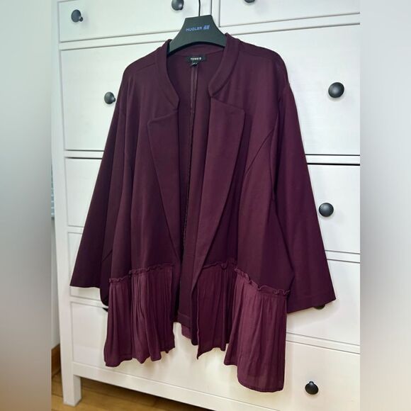 Torrid size 6x open cardigan jacket blazer‎ Ponte Fabric Mixed Peplum Like New - Picture 10 of 17